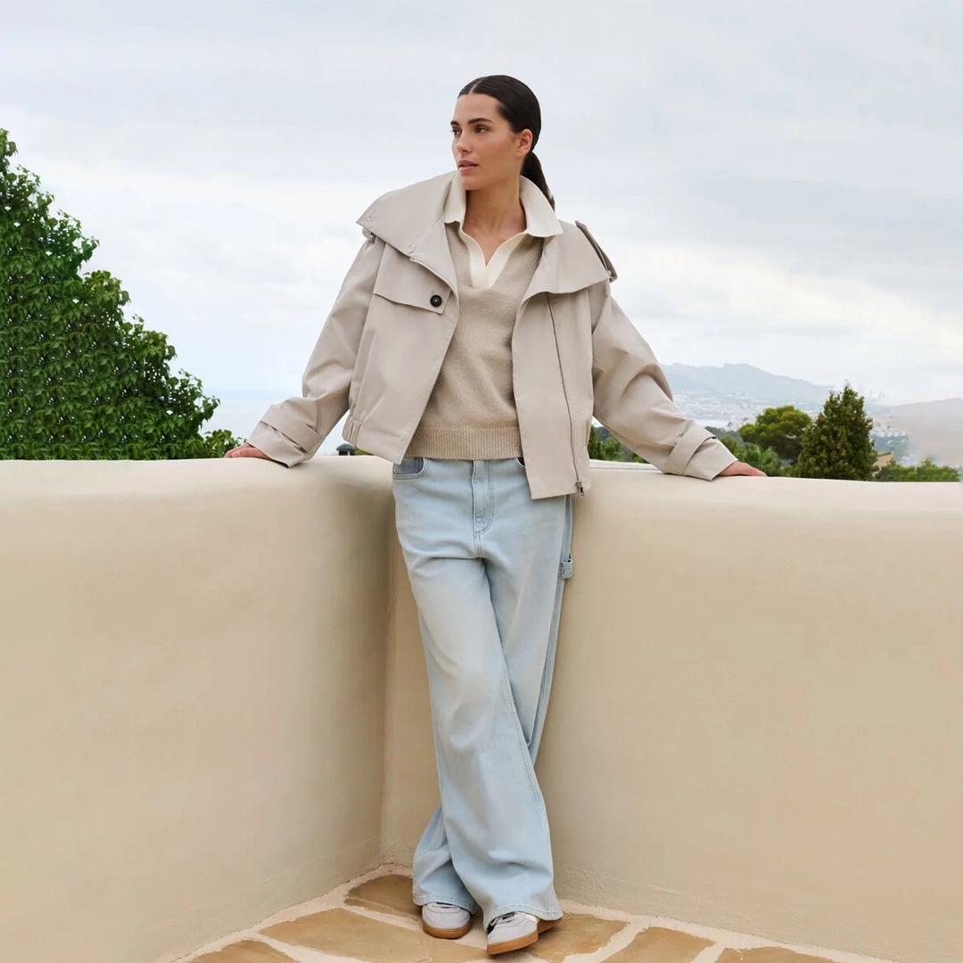 Short Woven Trenchcoat Bomber