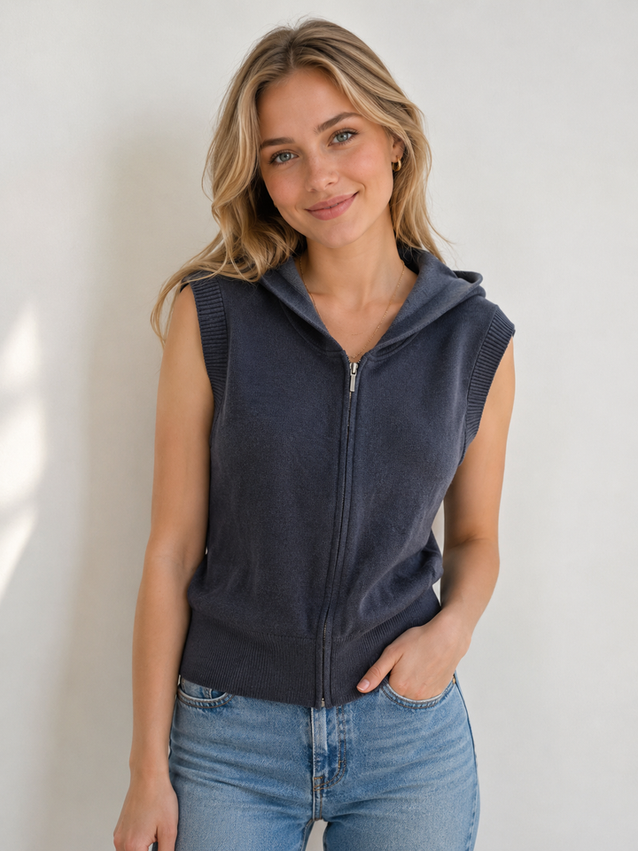 Jente Sleeveless Knited Hoody
