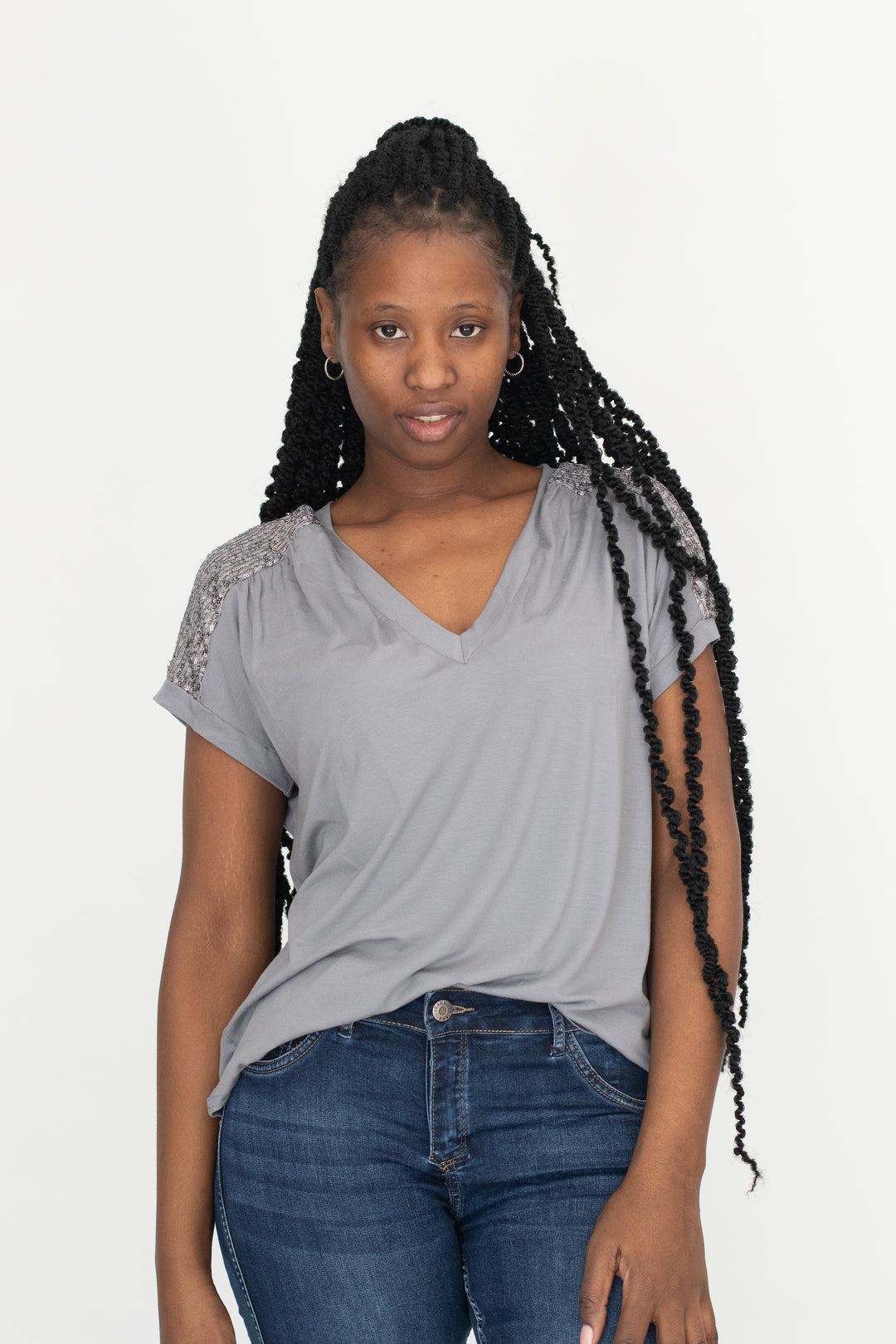 Yoke Sequin Tee