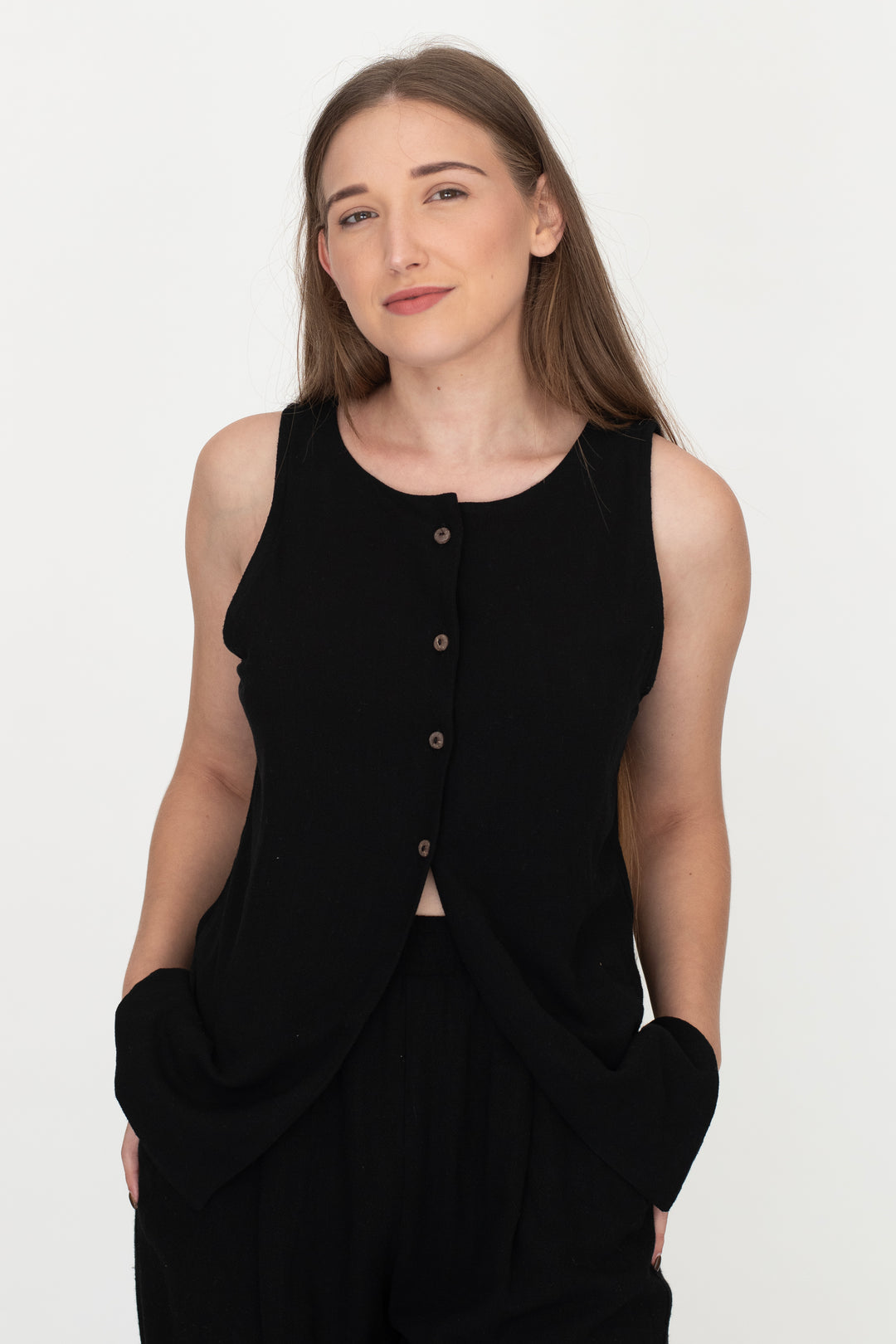 Placy Linen Long Waistcoat