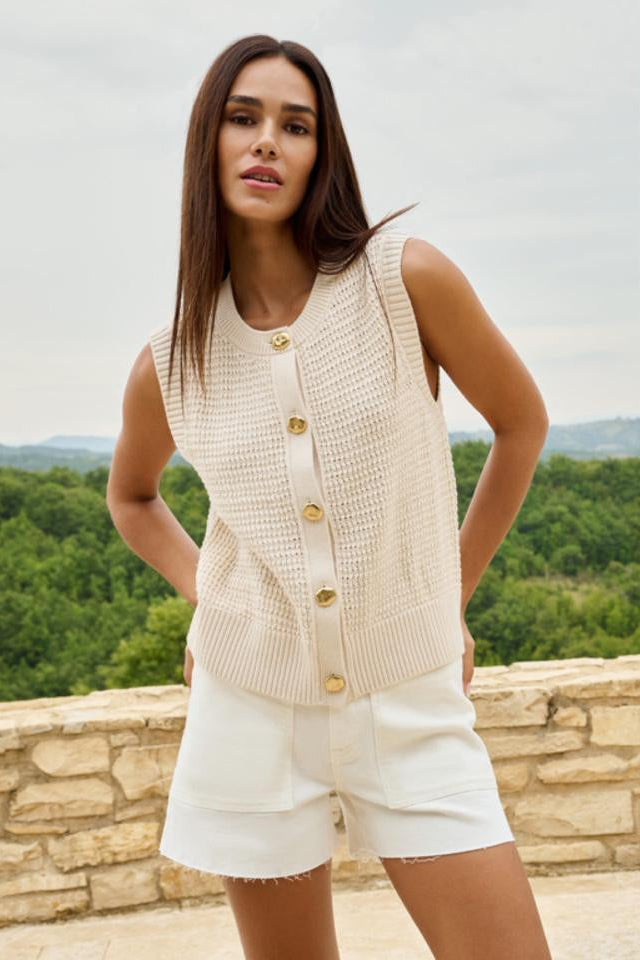 Textured Sleeveless Cardigan