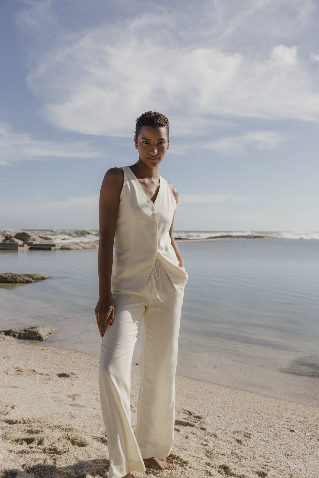 Corfu Long V-Neck Waistcoat