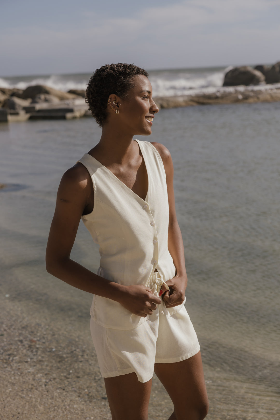 Corfu Long V-Neck Waistcoat