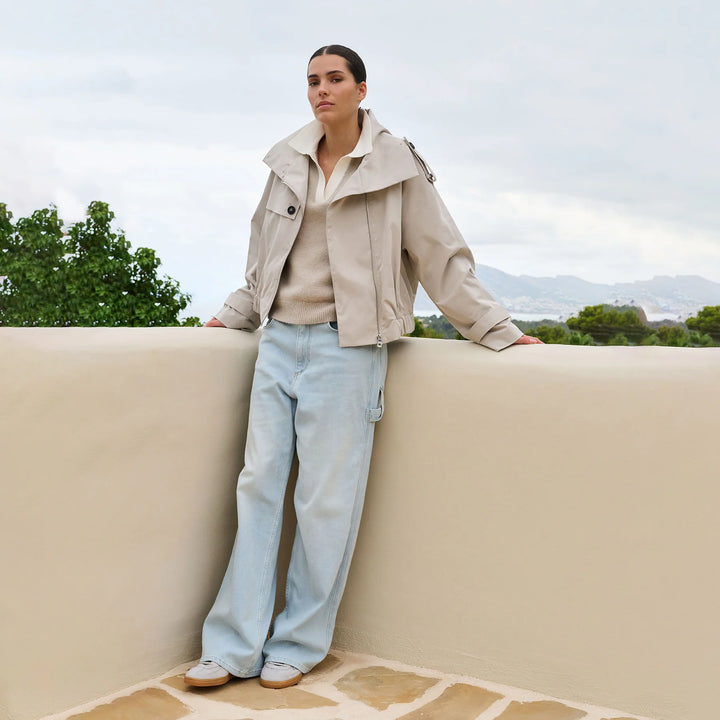 Short Woven Trenchcoat Bomber
