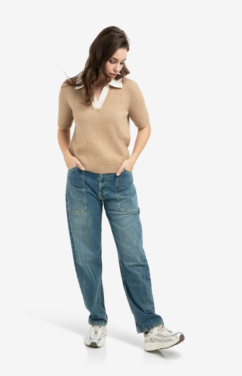 Short Sleeve Collar Sweater