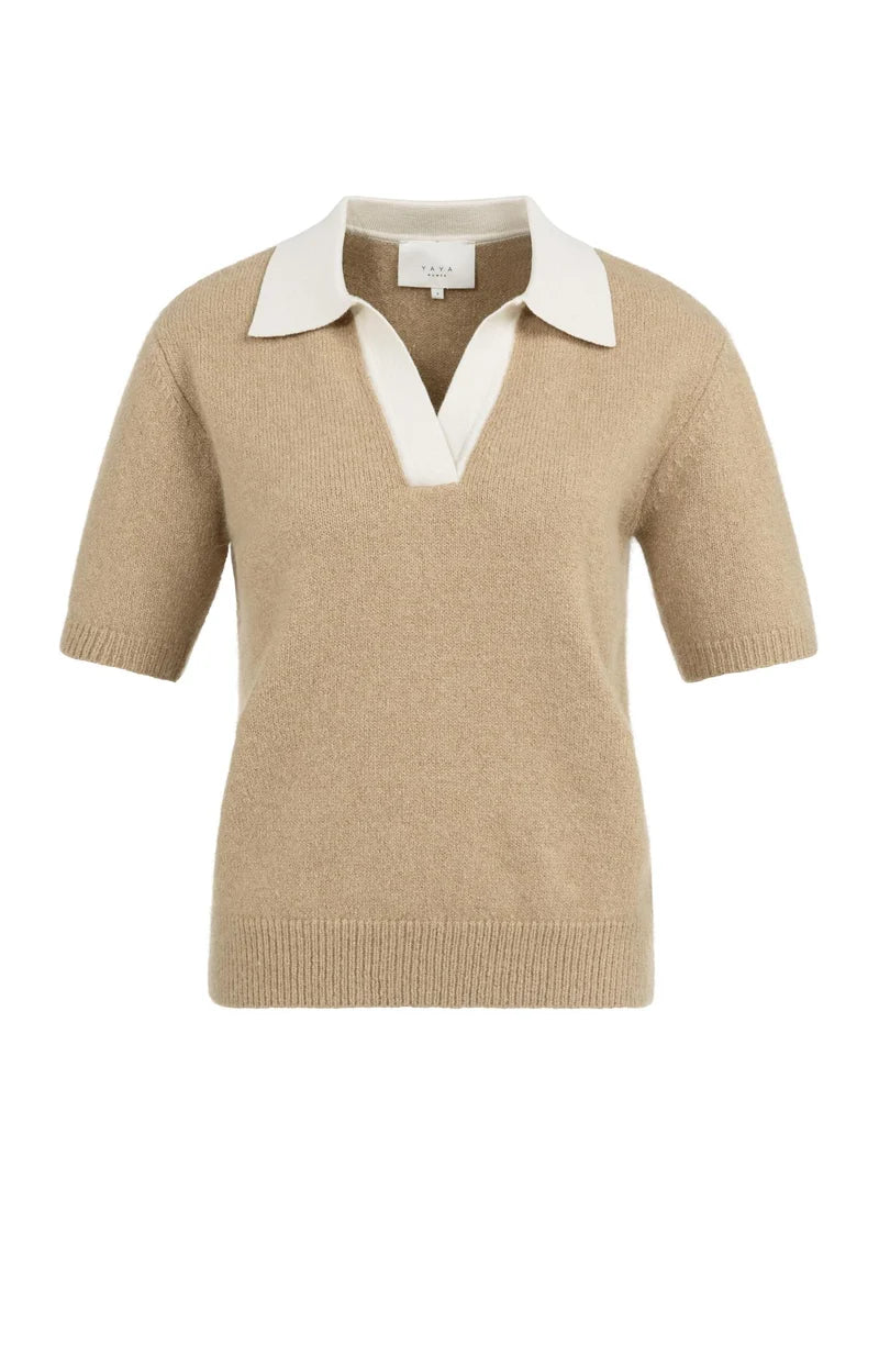 Short Sleeve Collar Sweater