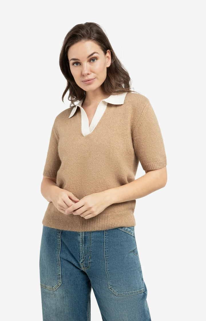 Short Sleeve Collar Sweater