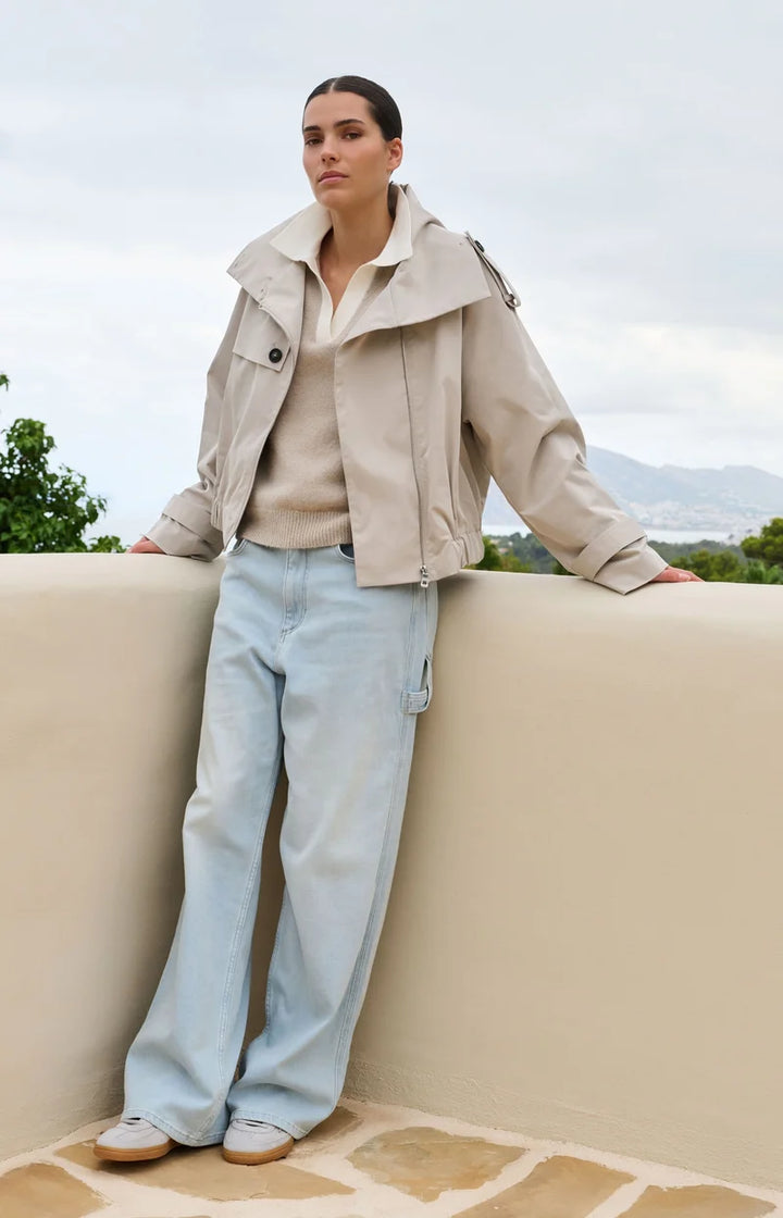 Short Sleeve Collar Sweater