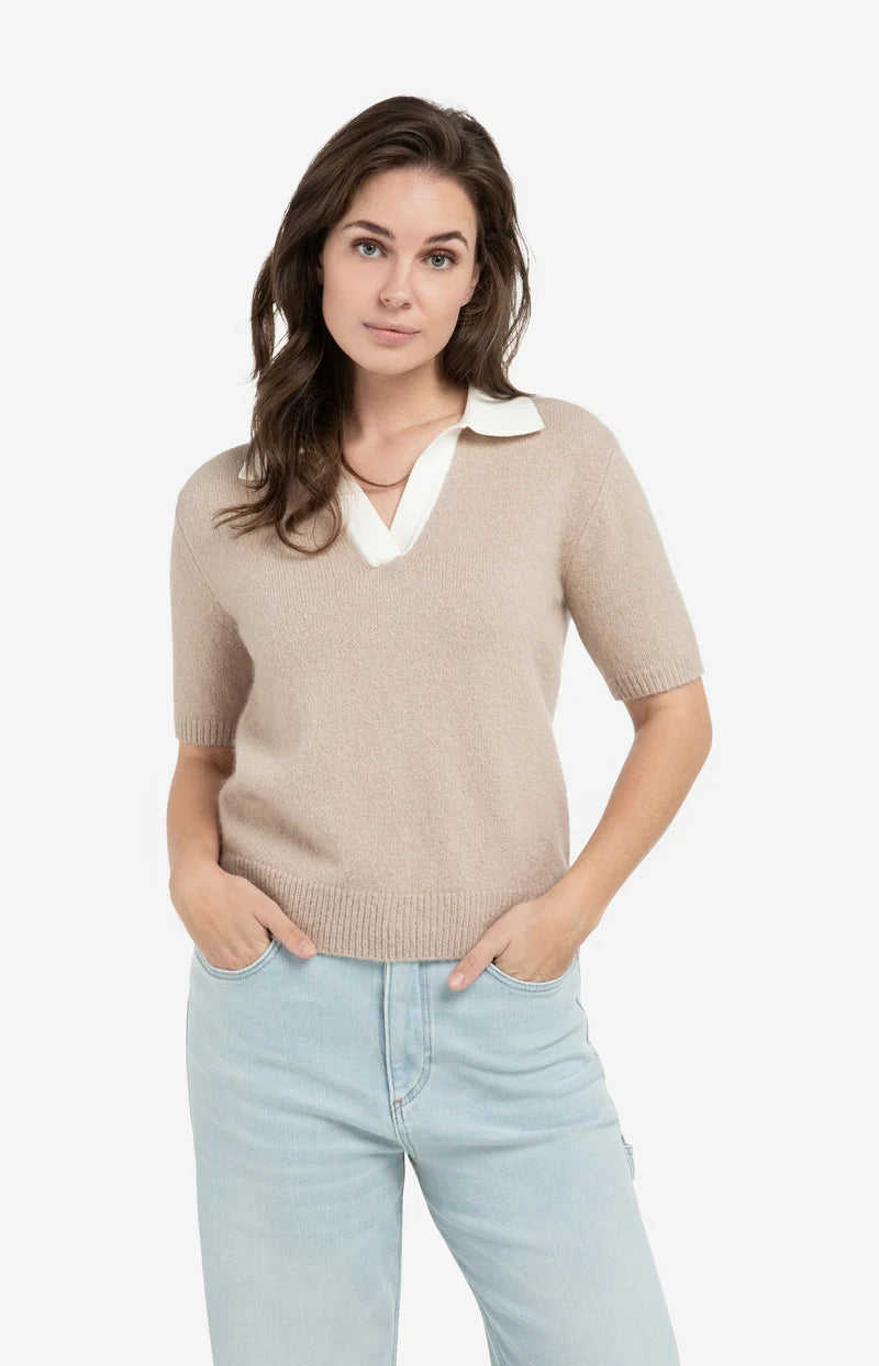 Short Sleeve Collar Sweater