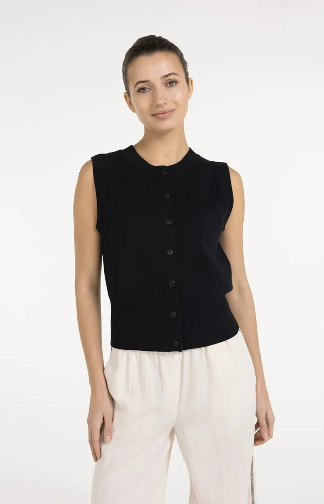 Buttoned Sleeveless Cardigan